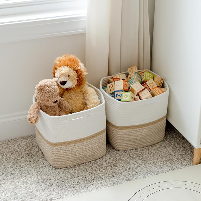 NaturalCozy Storage Cubes 11 Inch Cotton Rope Woven Baskets - Image 8