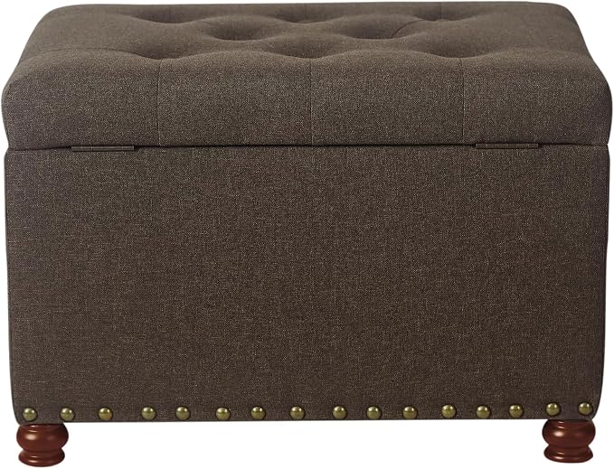 Joveco Storage Ottoman Linen Tufted Bench, Rectangular Footrest Footstool - Image 4