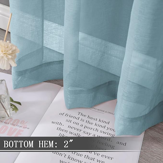 Tollpiz Sheer Curtain Linen Textured Living Room Curtains Sheer Light Filtering - Image 4