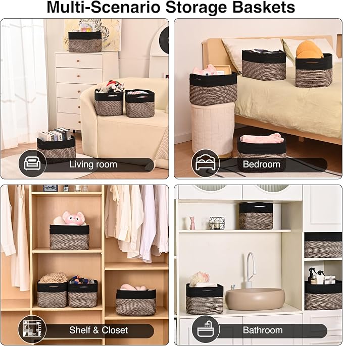 Storage Baskets for Shelves Organizing, Woven Cotton Rope Baskets for Storage - Image 5
