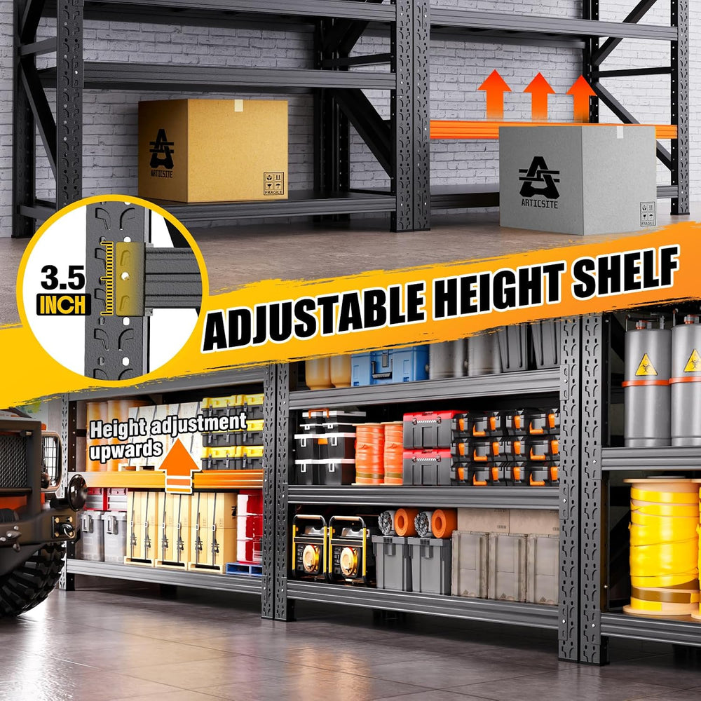 6 Set 6000LBS Heavy Duty Storage Shelves, 69"W Adjustable Garage Shelvin...
