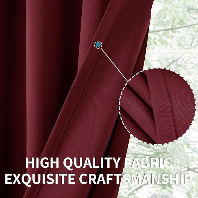 BGment Short Burgundy Blackout Curtains 36 Inches Length - Image 6