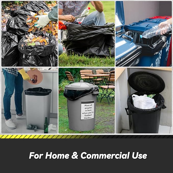100 Count 55-60 Gallon Trash Bags, Sturdy & Tear-Resistant Commercial Can - Image 7