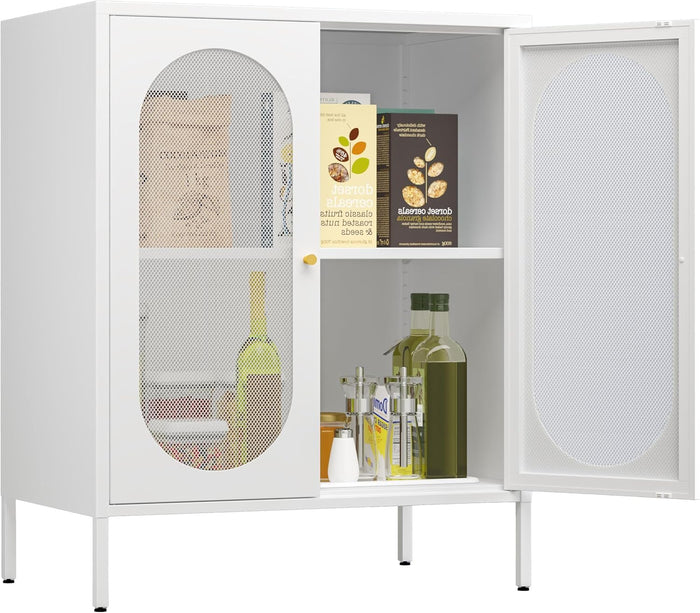 2 Door Accent Cabinet,Metal Storage Cabinet with Adjustable Shelf,Buffet Sideboard for Living Room,Entryway,Hallway,Home,Hotel,Office,Garage,Kitchen,1 Removable Shelf.