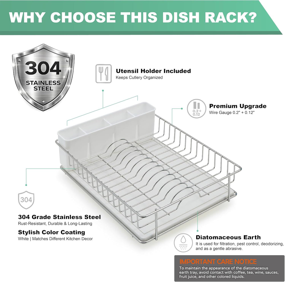 SunnyPoint 304 Stainless Steel Compact Dish Drying Rack, 15.3"x11.6&quot...
