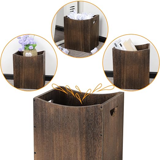 Wood Trash Can 5.3 Gallon Office Wastebasket Farmhouse Rectangular Garbage Can - Image 7