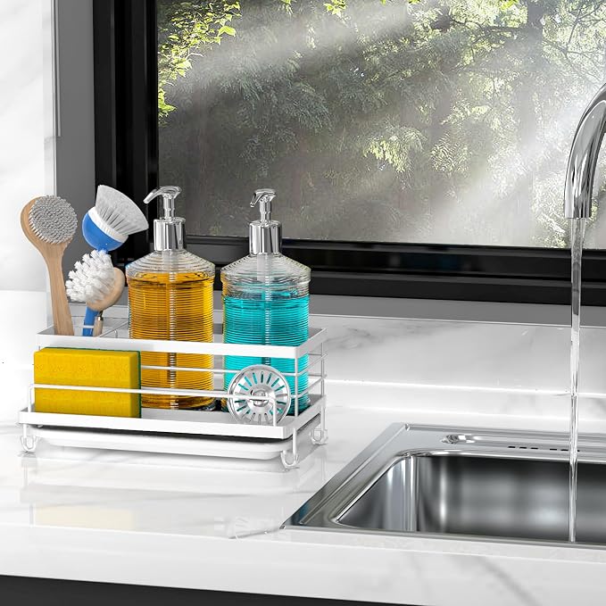 Cisily Sponge Holder for Kitchen, Sink Caddy Organizer, Kitchen Sink Accessories - Image 7
