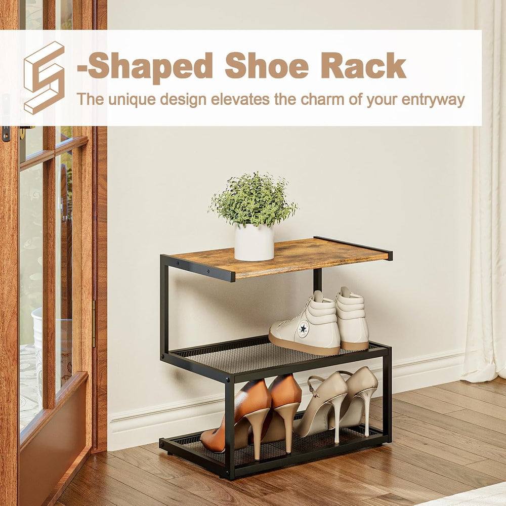 Small Shoe Rack for Entryway, 5-Shaped 3-Tier Shoe Storage Shelf