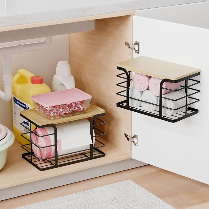 2 Pack Stackable Storage for Kitchen Laundry Pantry Organizers, Trash Bag Holder - Image 6