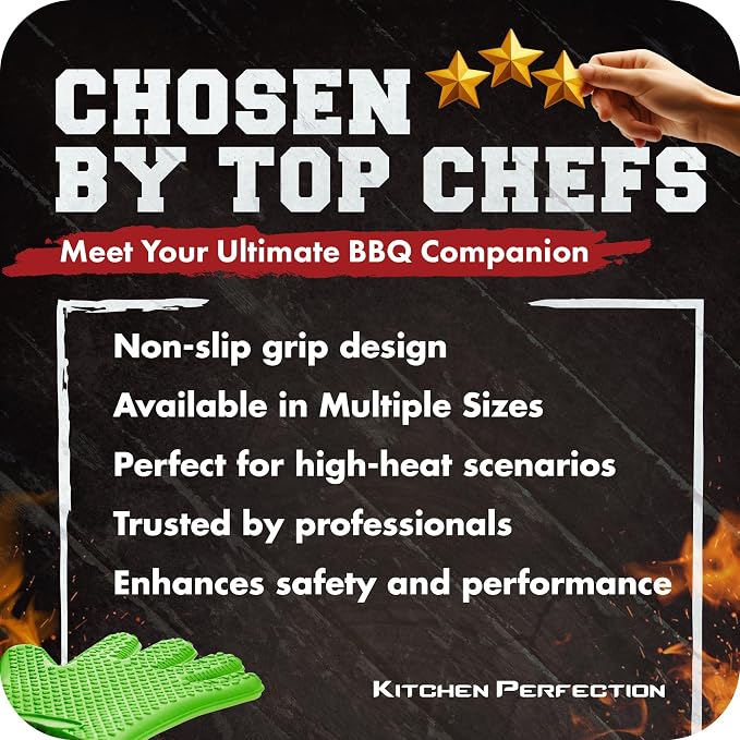 KITCHEN PERFECTION S Silicone Smoker Oven Gloves -Extreme Heat Resistant BBQ - Image 8