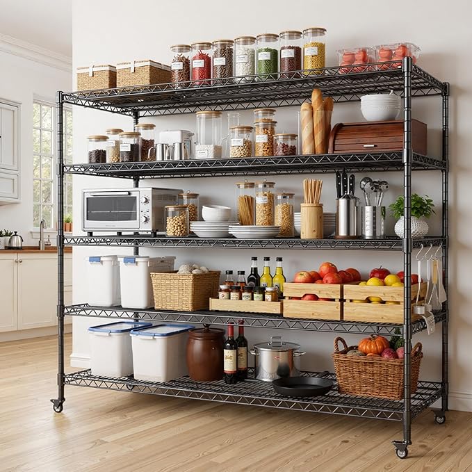 AIRAJ 60” W Storage Shelves Heavy Duty | 5 Tier Wire Shelving | 3500 LBS Metal - Image 2