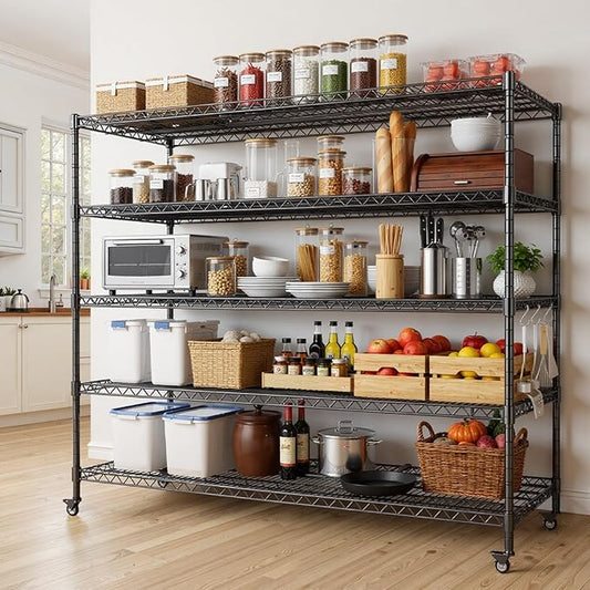AIRAJ 60” W Storage Shelves Heavy Duty | 5 Tier Wire Shelving | 3500 LBS Metal - Image 2