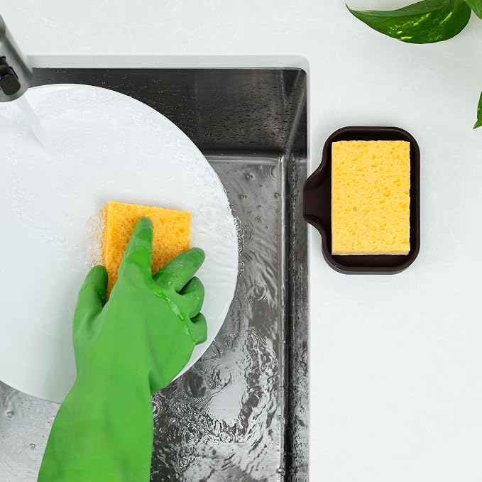 Zulay Kitchen Small Silicone Sponge Holder – Space-Saving Sink Organizer Tray - Image 3