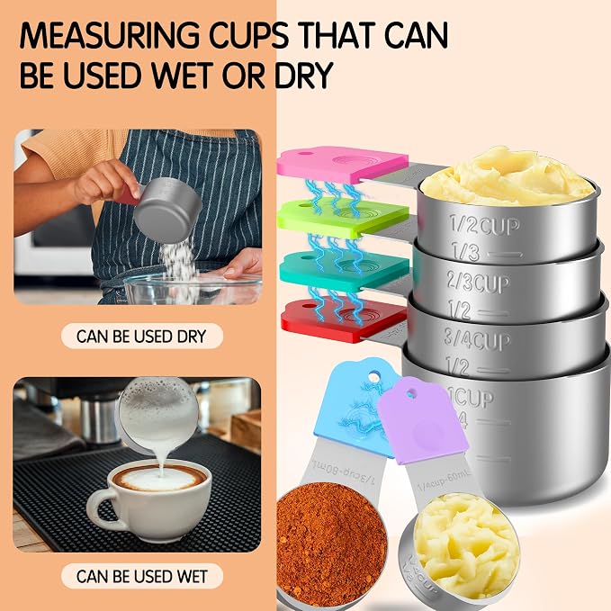 Magnetic Measuring Cups, 6 Stainless Steel Nesting Measuring Cup Set - Image 3