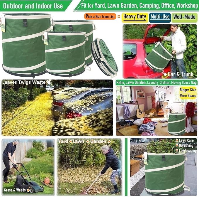 2-Pack 32 Gallon Collapsible Trash Can Solid Bottom - Image 2