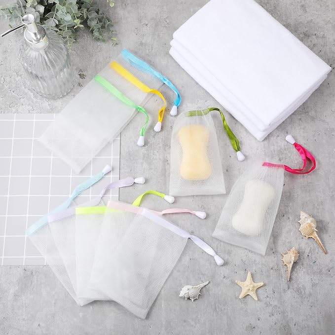 Sunnyray 25 Pcs 10 Colors Soap Bag Soft Handmade Soap Bubble Mesh Bags - Image 6