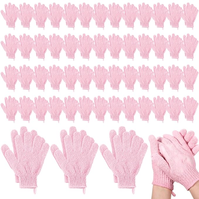 104 Pcs Exfoliating Glove Bulk Shower Gloves by Didaey