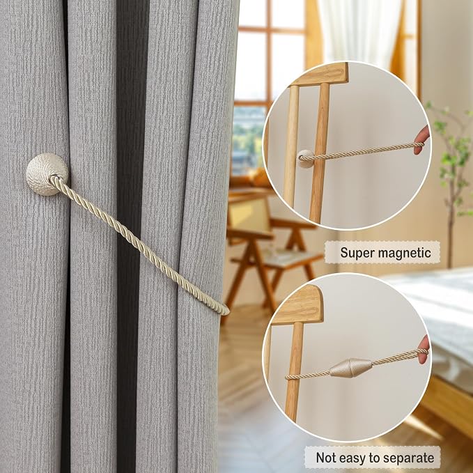 Magnetic Curtain Tiebacks 2 Pack Outdoor Rope Curtain Tie Backs Decorative - Image 4