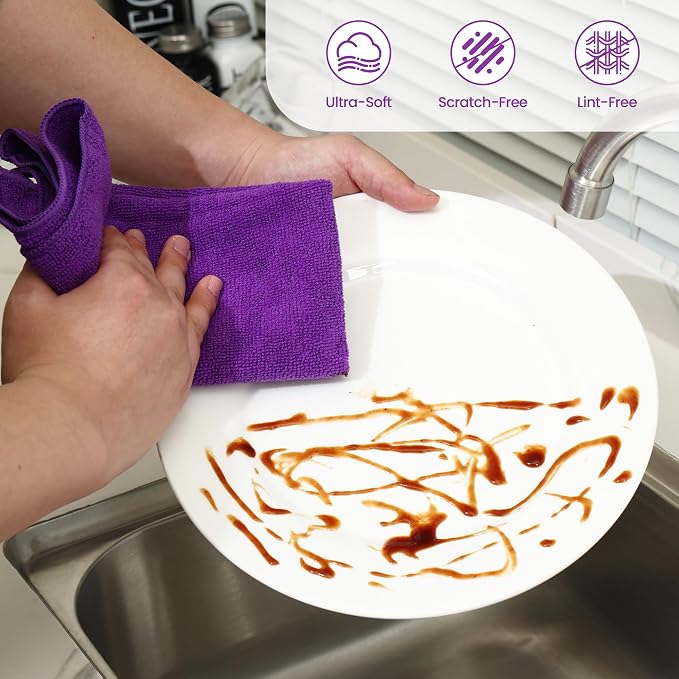 Microfiber Cleaning Cloths-12 Pack, Microfiber Towels - Image 3