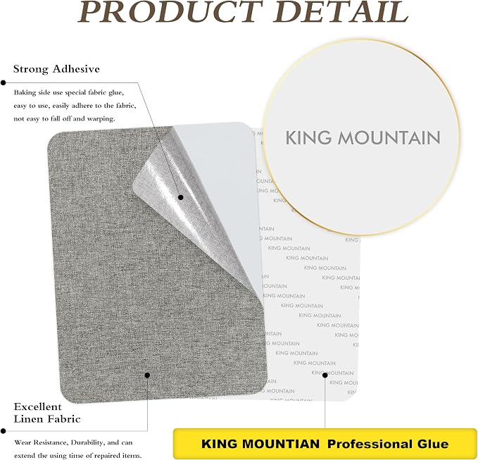 KING MOUNTAIN Fine Linen Fabric Patches, Self-Adhesive, 8x11 inch, - Image 2