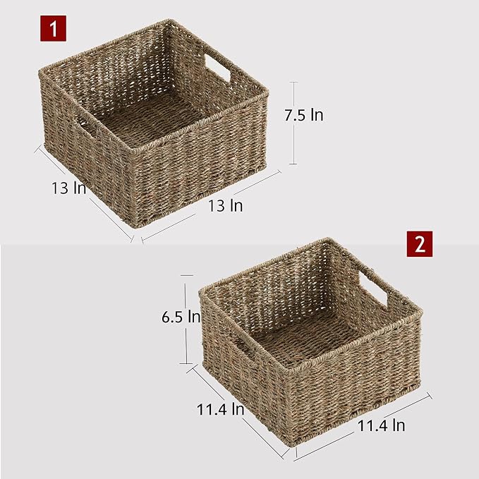 HOONEX Wicker Storage Baskets for Organizing, Decorative Woven Seagrass Baskets - Image 3