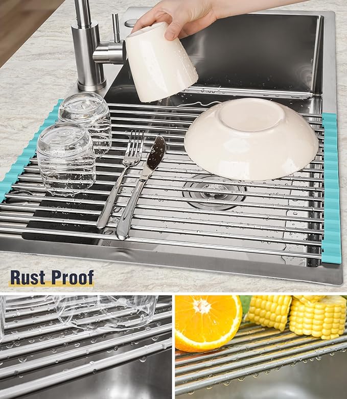 Tomorotec 17.7" x 12.5" Roll Up Dish Drying Rack Over Sink Drying Rack Sink - Image 2