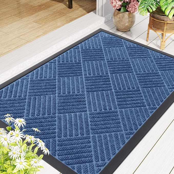 Smiry Front Door Mat Outside Entrance, Heavy Duty Outdoor Indoor Natural Rubber - Image 8