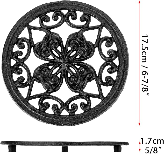 JUXYES 2 PCS Decorative Cast Iron Metal Trivet - Image 2