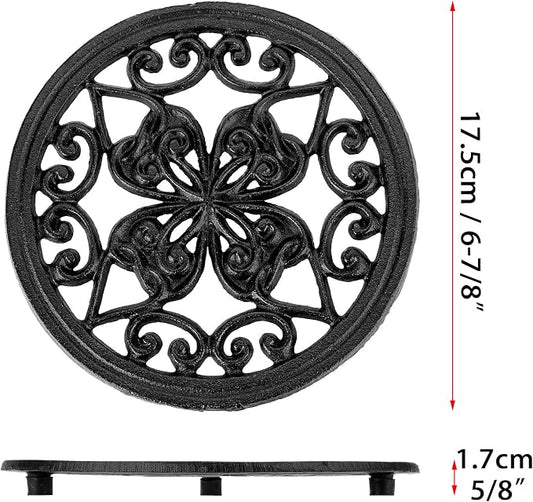 JUXYES 2 PCS Decorative Cast Iron Metal Trivet - Image 2