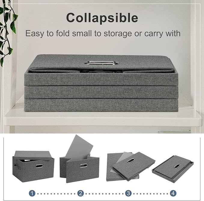 Medium 15" 21 Quart Collapsible Stackable Storage Bins - Image 4