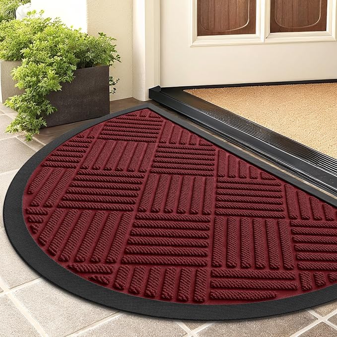 Smiry Half Circle Front Door Mat Outside Entrance, Heavy Duty Outdoor Indoor by Smiry