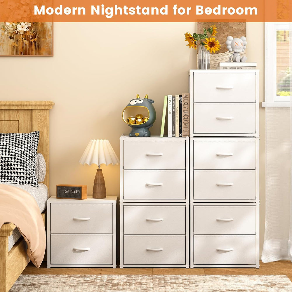 DAOUTIME 3-Pack Stackable Storage Drawers (6 Drawers Total), White Closet Org...