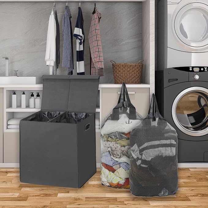 Simple Houseware Double Laundry Hamper - Image 2
