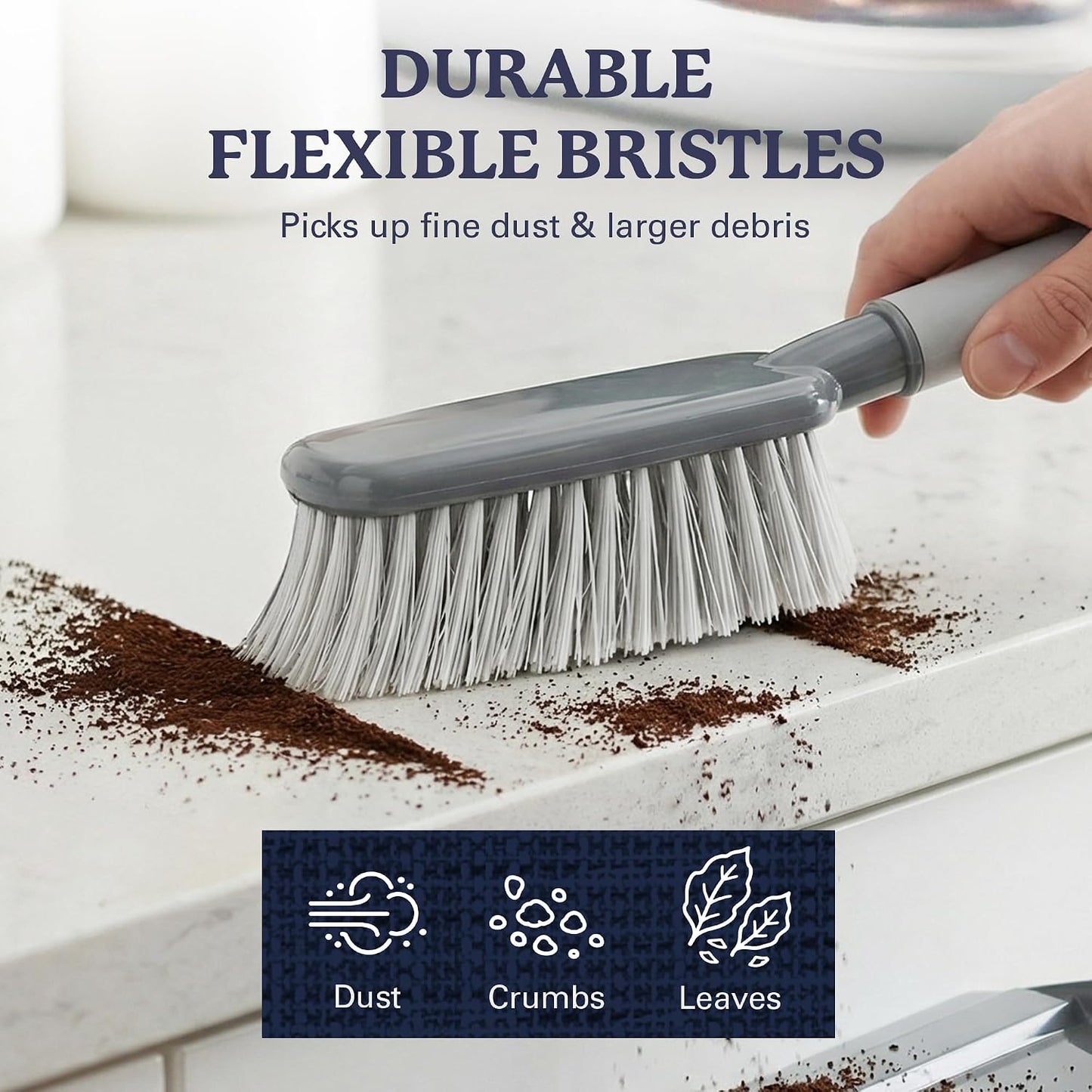 Farberware Handheld Broom and Dustpan Set with Rubber Lip – Small Dust Pan and Brush Set for Kitchen Crumbs, Cat Litter, Compact Hand Broom with Soft Grip Handle for Home Cleaning
