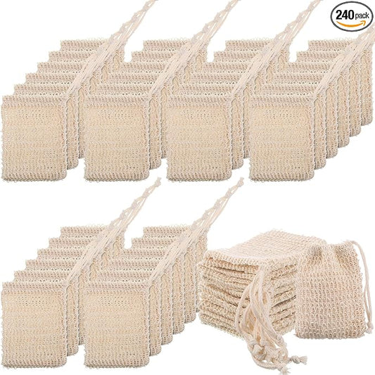 Rtteri 240 Pcs Soap Exfoliating Bag, Natural Sisal Soap Pouch Saver Body Shower by Rtteri