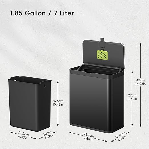 EKO Kitchen Compost Bin, 7L / 1.85 Gal Stainless Steel - Image 2