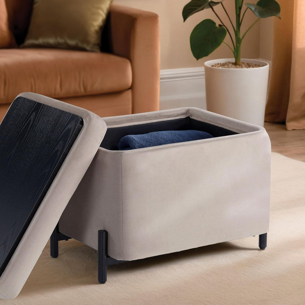 Studio Living® Connor 24" Small Storage Ottoman, Modern Boho, Matte Blac...
