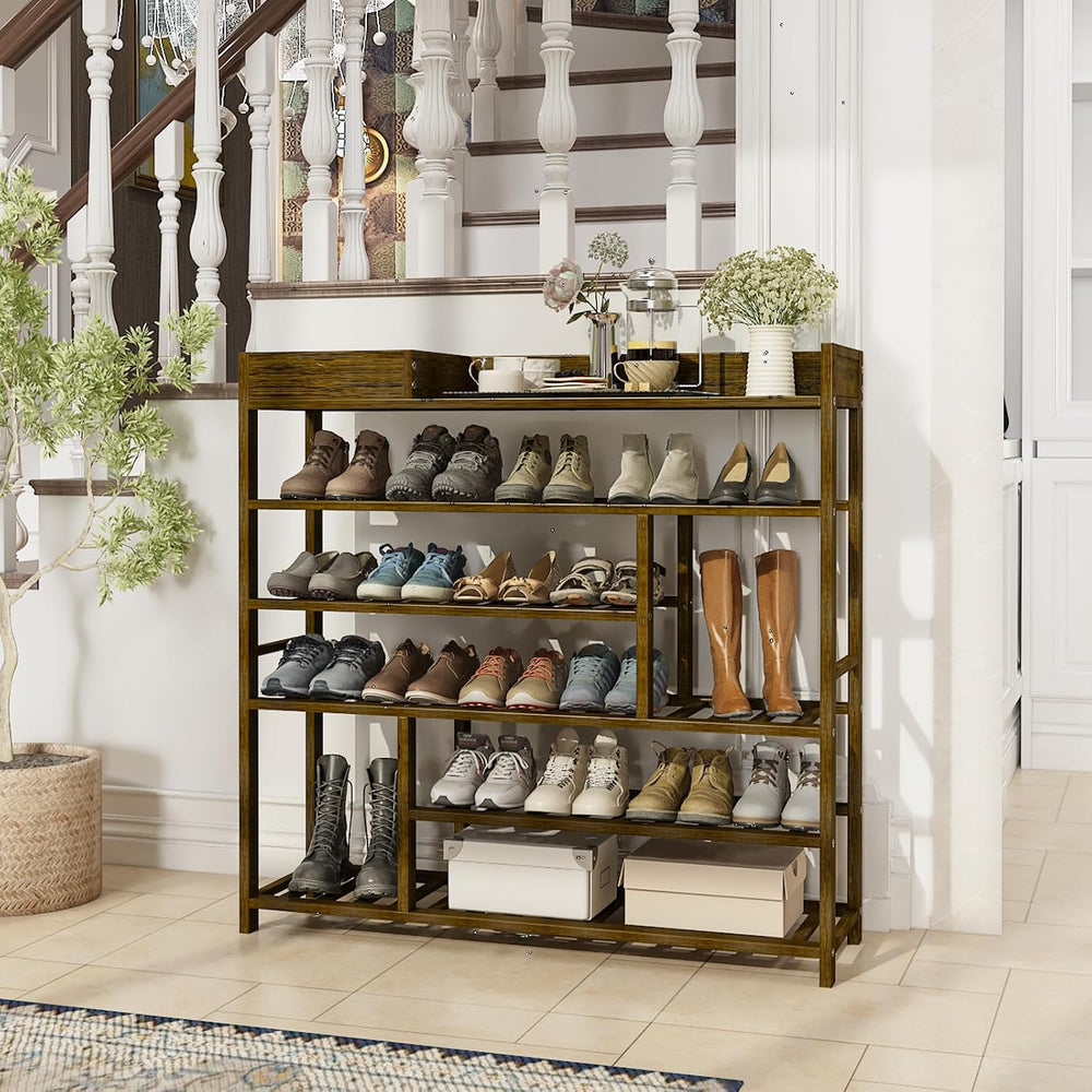 Bamworld Shoe Rack for Front Door Entrance Bamboo Shoe Organizer with Storage...