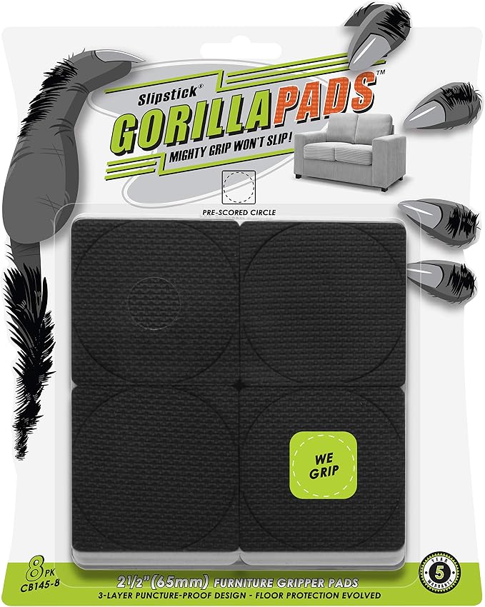 GorillaPads Non-Slip Furniture Pads/Grippers, Rubber Floor Protectors by Slipstick