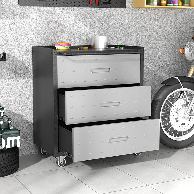 Metal Storage Cabinet with Wheels, Rolling Tool Cabinet, Garage Storage Cabinet