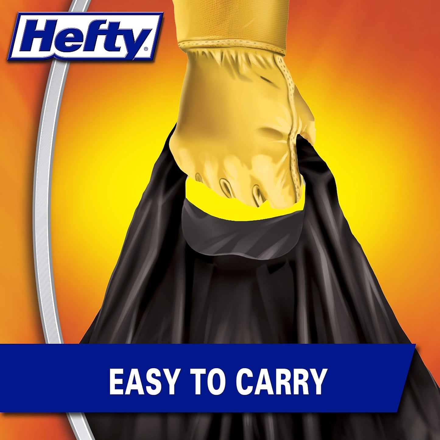 Hefty Load and Carry Contractor 42 Gallon Trash Bags, 3.0 Mil, 26ct | Extra Thick 42 Gallon Contractor Bags with Extra Long Flap Tie Handles, Easy to Carry, Handles Tough Debris, Black, Unscented
