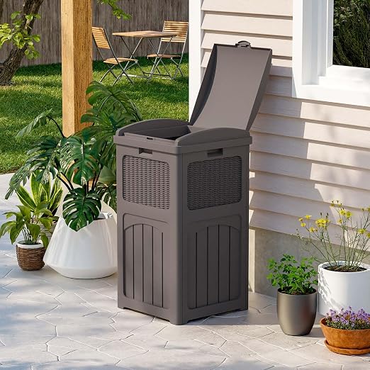 Patiowell 36 Gallon Outdoor Trash Can, Resin Outdoor Garbage Can - Image 3