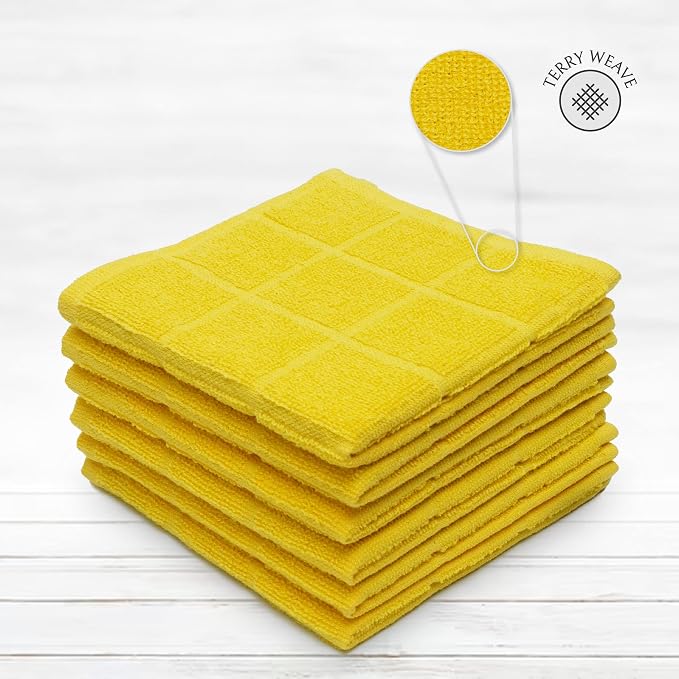 100% Cotton Terry Dish Cloth & Dish Towel, 6 Pack, Super Soft and Absorbent - Image 3