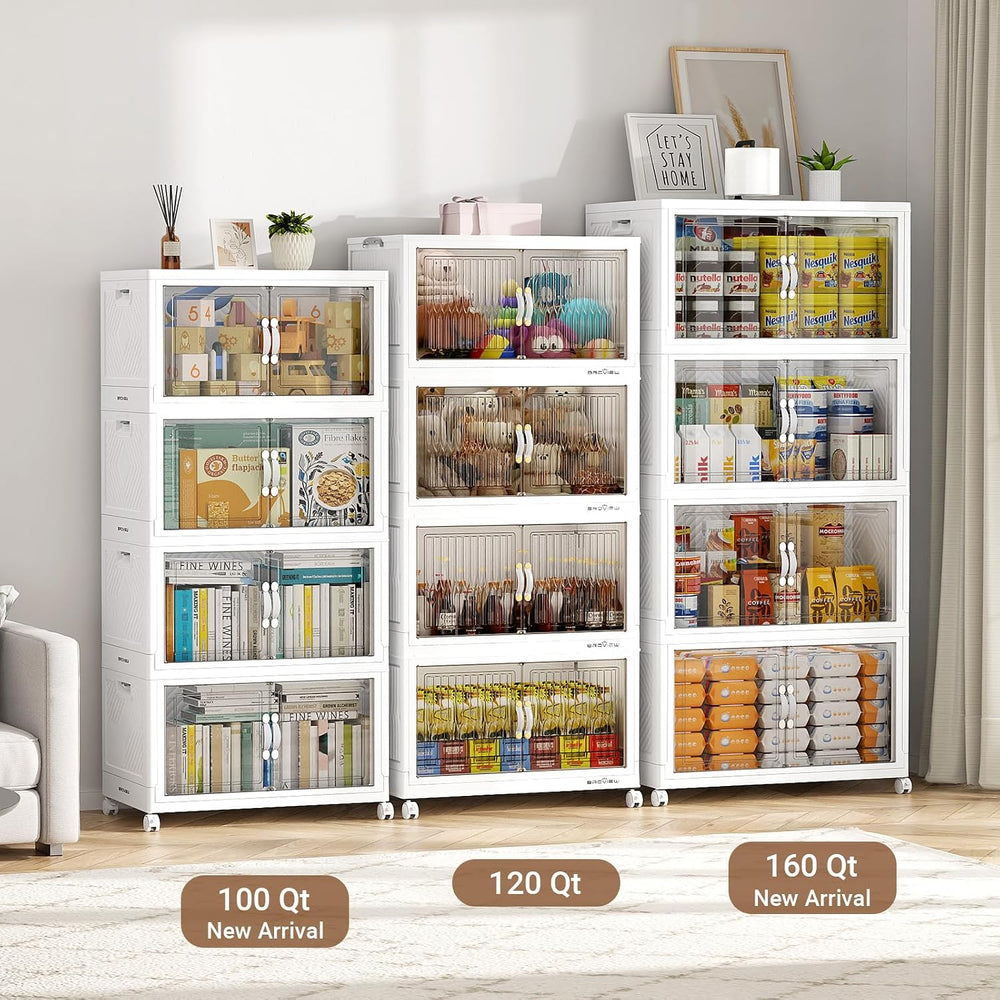 BROVIEW 480QT Large Stackable Storage Bins with Clear Doors, V20 3Pack