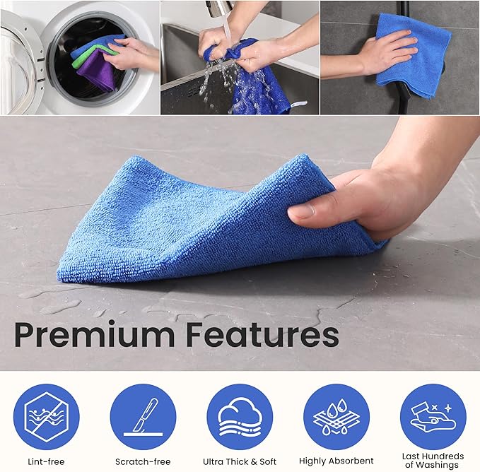 Microfiber Cleaning Cloths-12 Pack, Microfiber Towels - Image 6