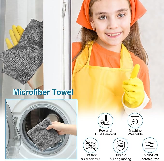 200 Pieces Microfiber Cleaning Cloths Bulk Absorbent Microfiber Towels Reusable - Image 3