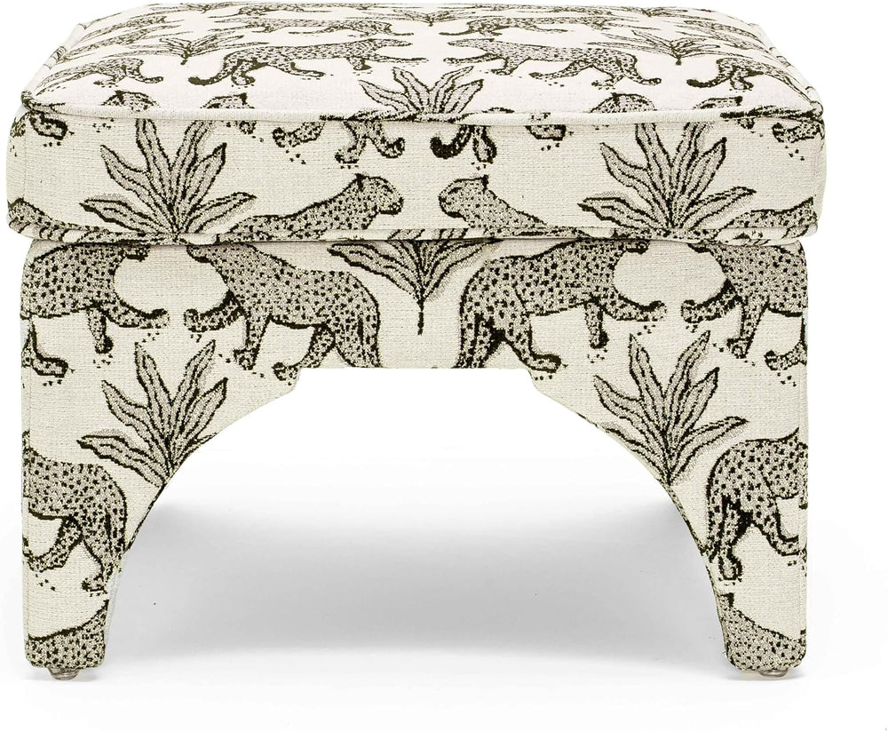 Tov Furniture Raji Jacquard Ottoman (Taupe Leopard)