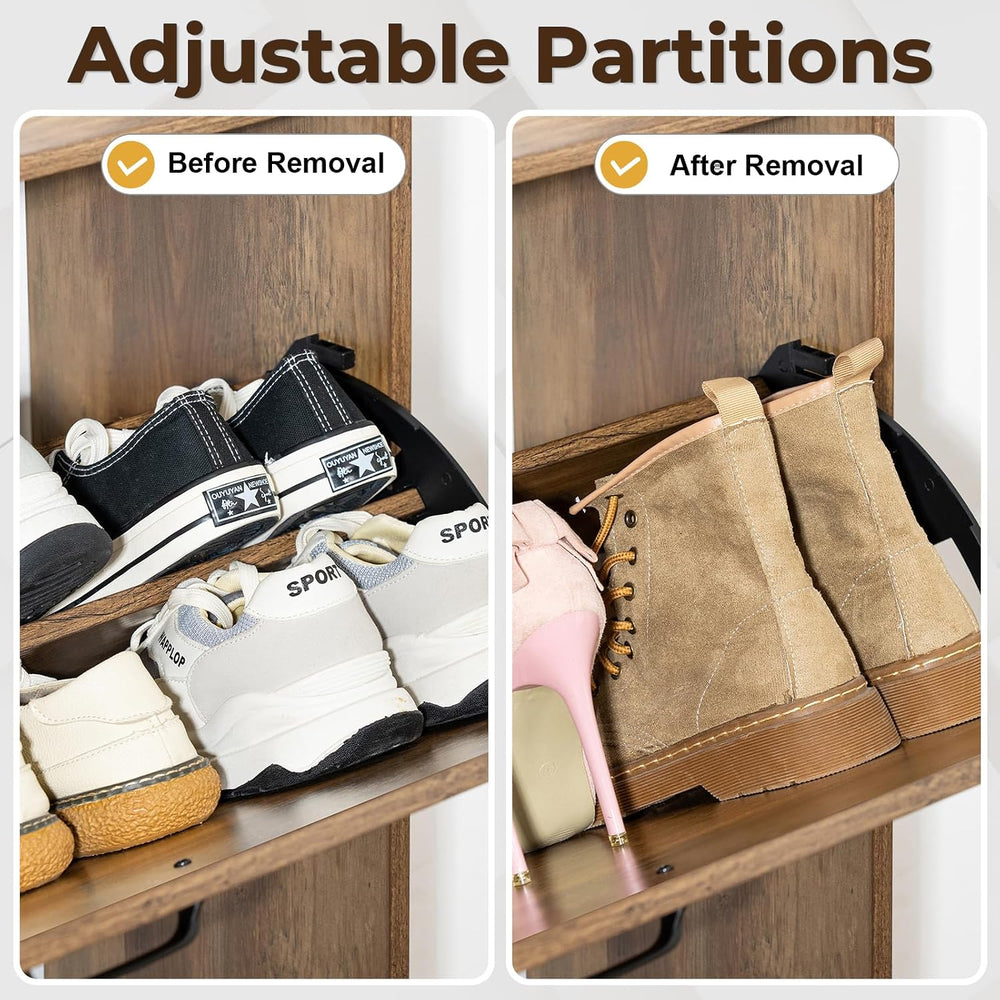 HOMMPA Farmhouse Shoe Storage Cabinet with 3 Flip Drawers, Shoe Cabinet Stora...