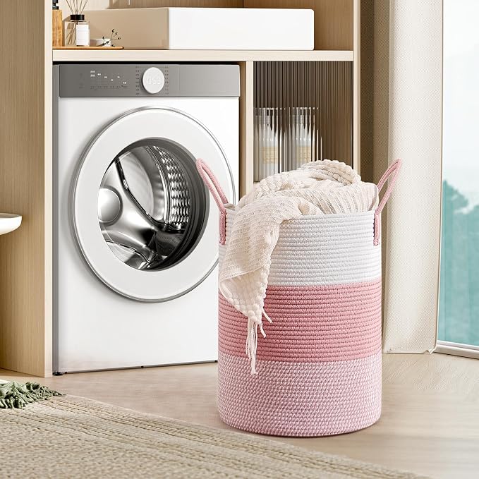 CLHMILY&Z 60L Laundry Basket Round Storage Rope Basket - Image 2