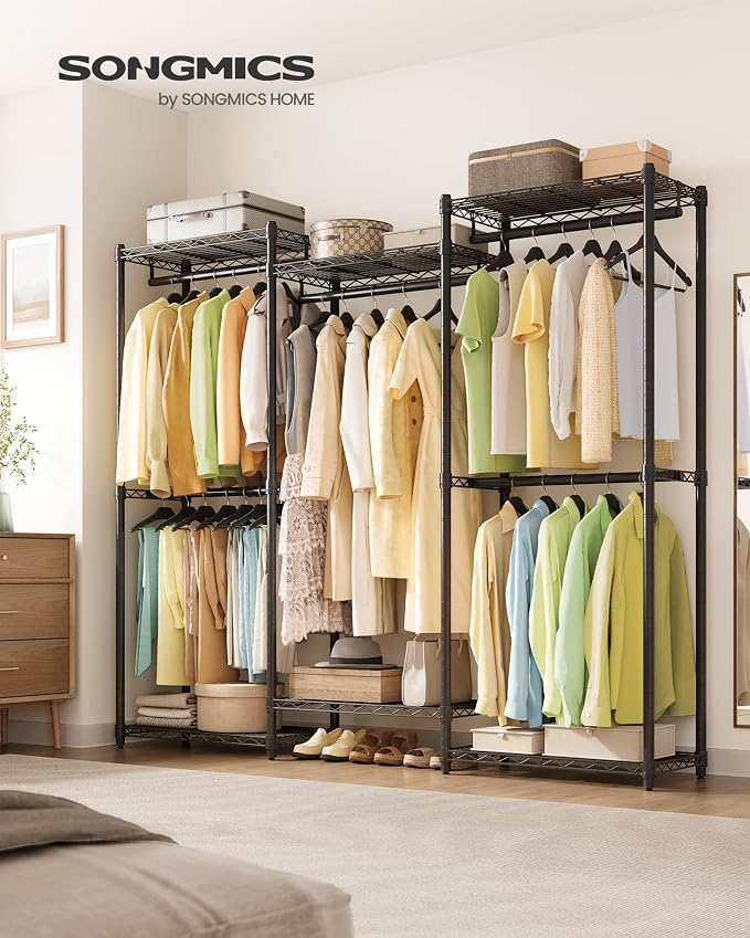 SONGMICS Heavy-Duty Clothes Rack, Garment Rack, Portable Closet, 68.7-Inch Wide - Image 2
